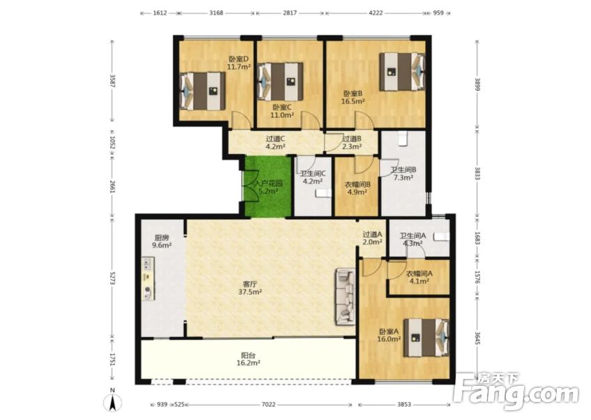 国宾壹号院4室2厅3卫毛坯350万元