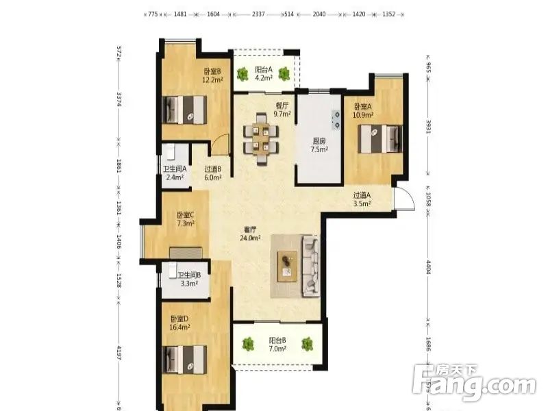 泷悦华府4室2厅15205平