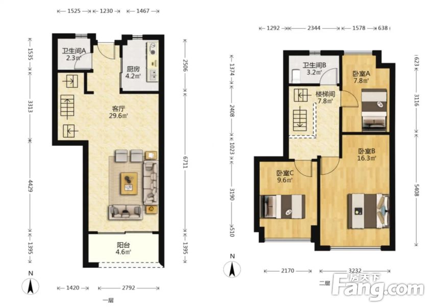 复式楼买一层送一层三盛璞悦湾67万3室2厅2卫精装修