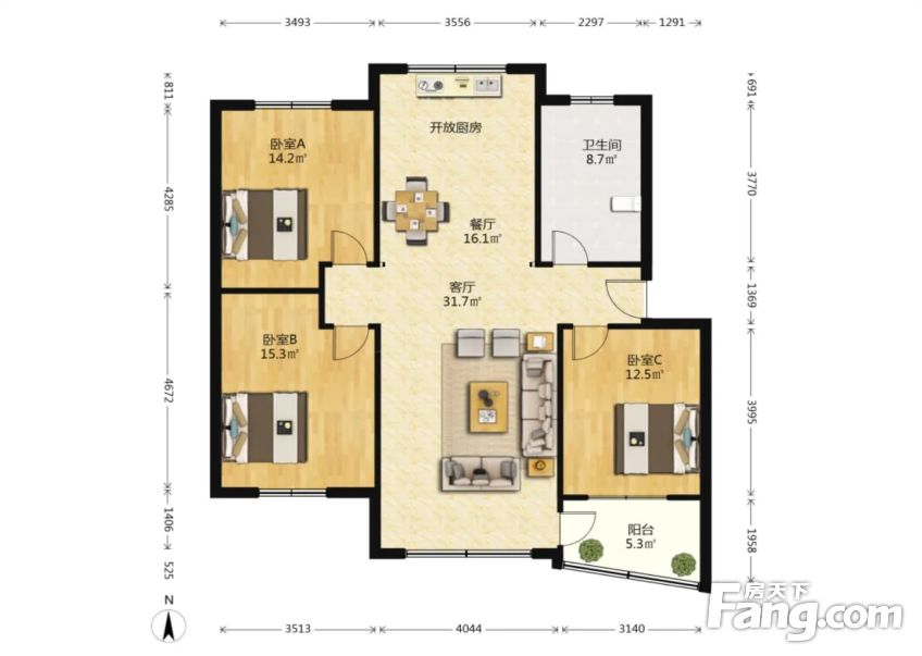 长江路地铁口锦湖苑低楼层元宝户型套三南北通透全明