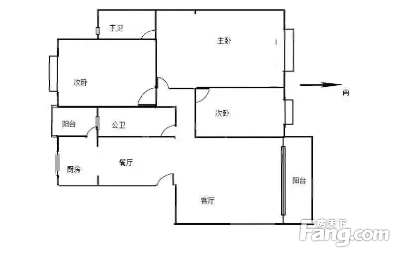 125平方三居室户型图图片