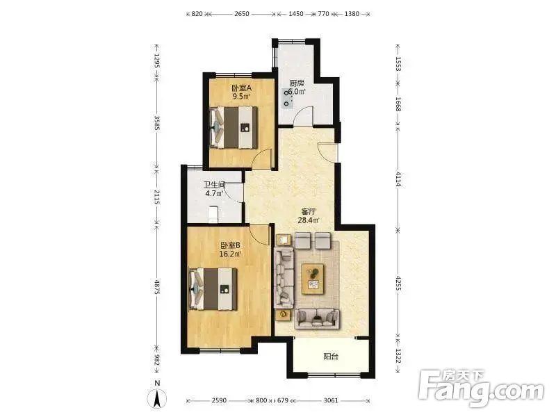 天鹅湖1号两室通透精装近万达商场