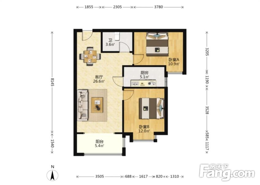建华大街旁全阳两室毛坯房任意装修