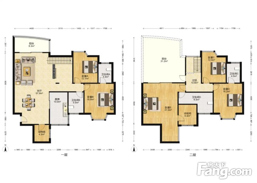 顶楼带花园复式楼加楼顶约300平