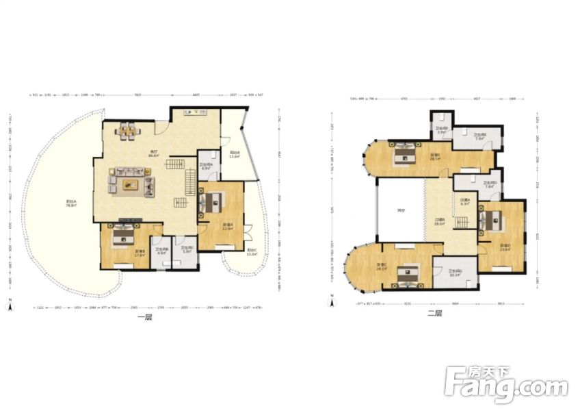 客厅挑高7米,带地暖,贵阳白云泉湖公园南湖里商住楼二手房 五室 - 房