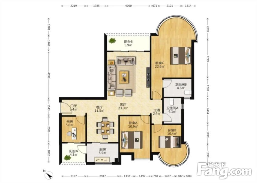 业主抛售稀缺便宜珠江御景湾178万4室2厅2卫精装