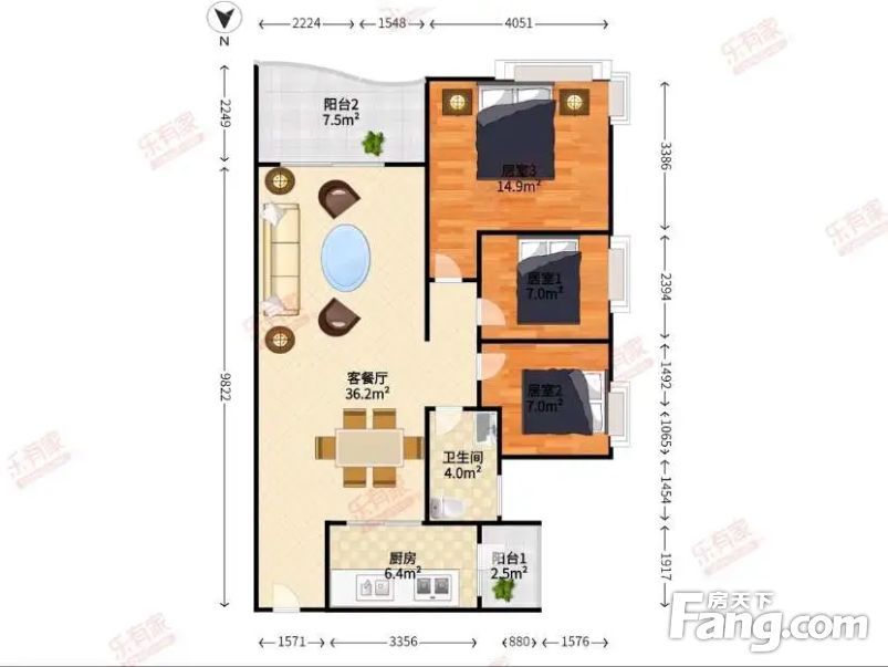 碧桂园豪庭107平3居南北向精装修着急出售