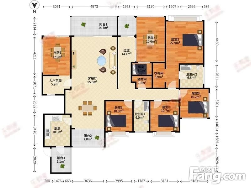 户型方正使用率高布局合理居住舒适