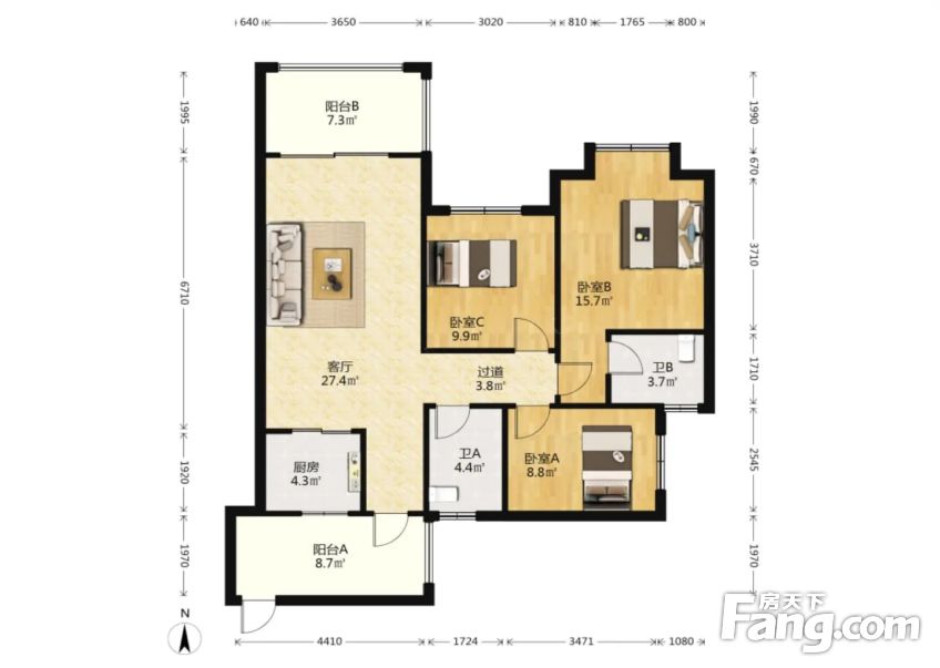 精装带家具家电带车位满两年银行无贷款户型房子采光好