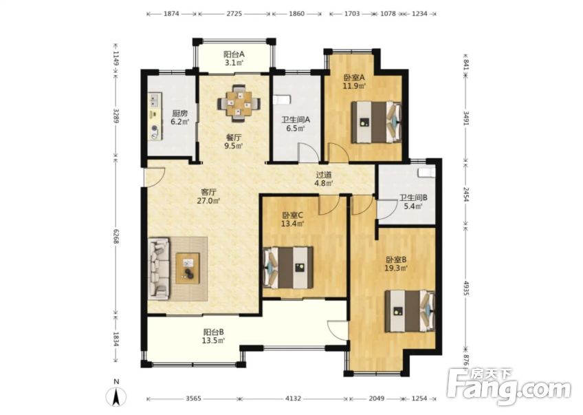 半岛花园南北通小洋房自住精装采光好