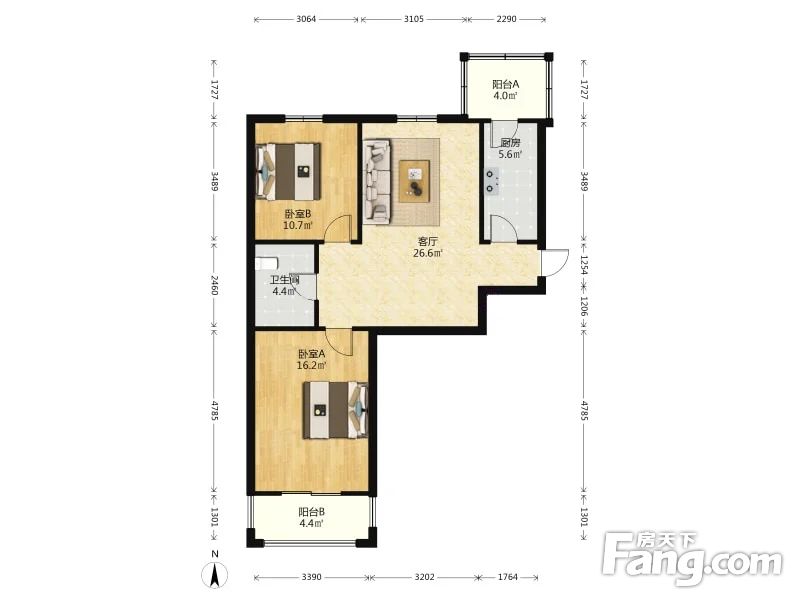 4平,天津红桥丁字沽风顺公寓二手房 两室 - 房天下