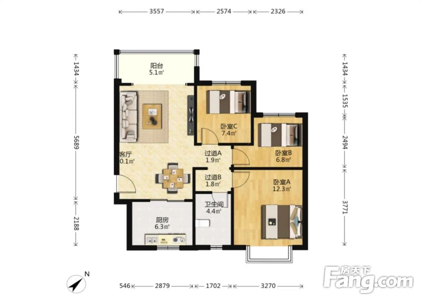 价格真实恒大名城128万3室1厅1卫其它稀有放售一
