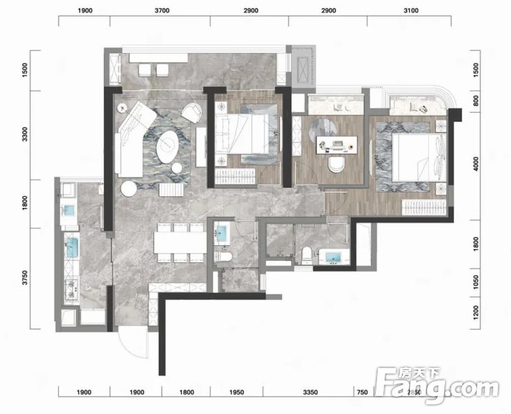 南滨路长嘉汇3房2卫大阳台户型两江四岸巴适得很