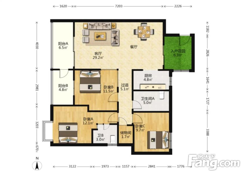 保利国际三室两卫经典户型无浪费