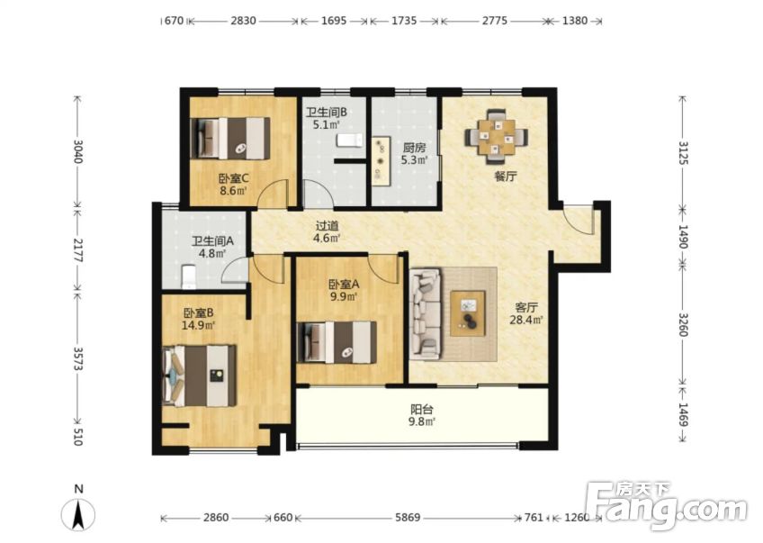 软件新城旁次新小区精装交付间距宽采光佳