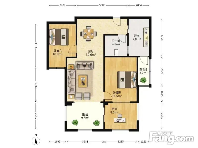 星海虹城价格划算采光很好3室2厅10528平