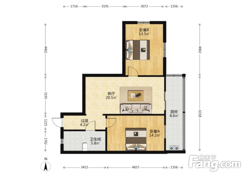 三楼私产2室满五 东南采光好,天津红桥丁字沽丁字沽十三段二手房 两室