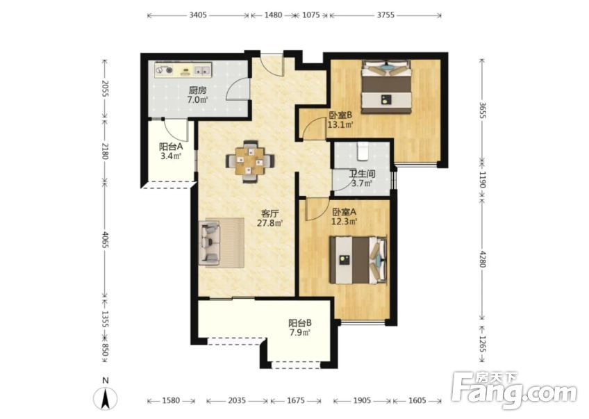 新江与城清晖岸9079平2居东北向清水房着急出售