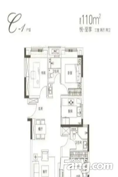 伟星光谷星悦广场100平3居南北向精装修安静不临街