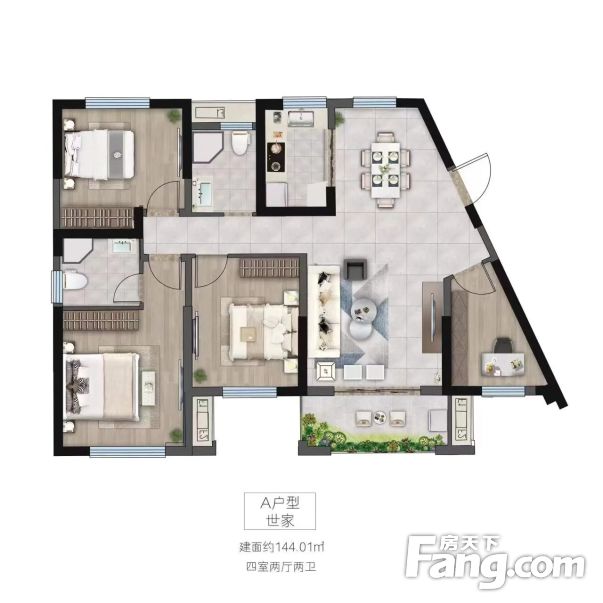 4号线月亮岛旁 上师大 明发国际毛坯大4房 配套成熟