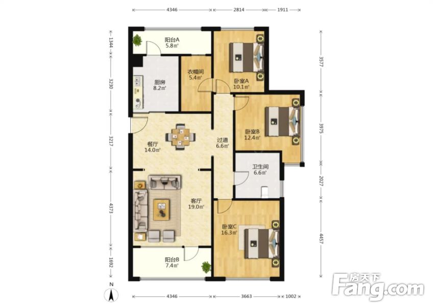 3室1厅2卫 精装修 370万元 实景拍摄,无锡滨湖区滨湖新城区玉兰花园