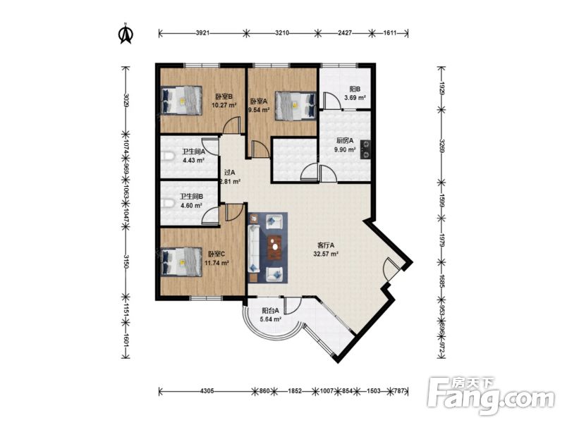 只此一套朝阳公园旁洋房南北通透3居室带车位看房方便