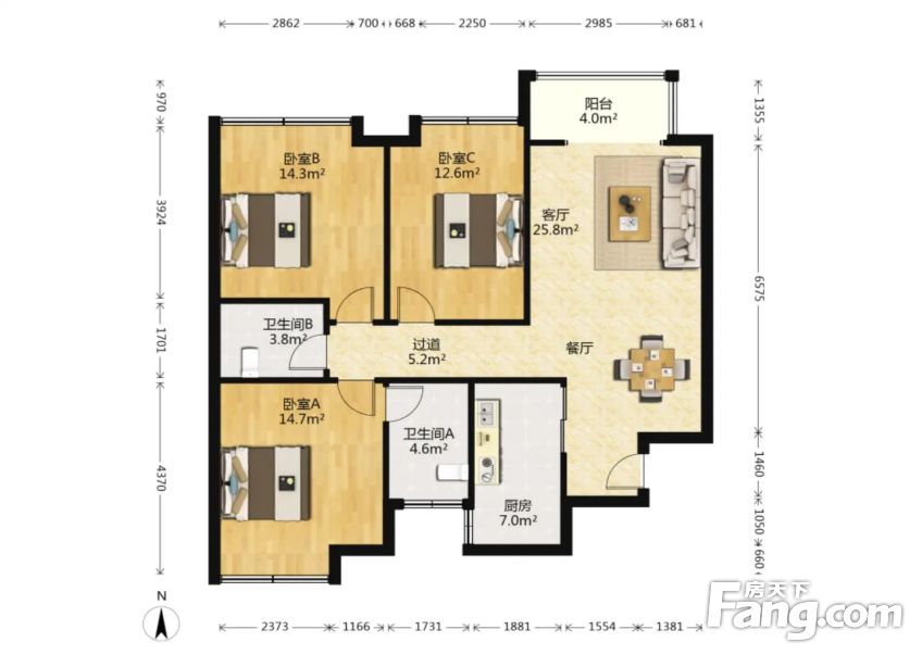 海伦国际一期青龙寺地铁口精装三室一梯两户