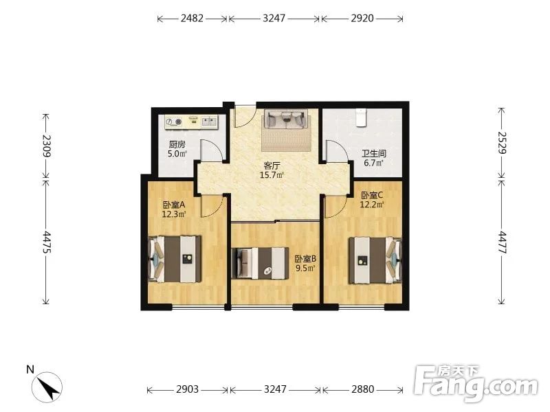 和平翰林公馆 精装两室 70年住宅 双阳面采光充足 品质物业
