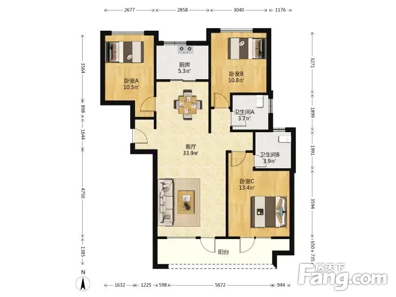 融创观澜府3室2厅12256平