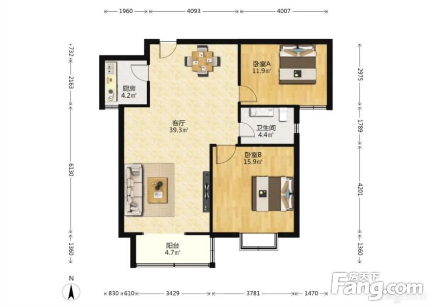 二环边上精装两室全明户型中门大两室