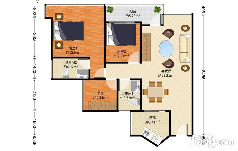 港铁天颂二期3房2厅2卫89㎡