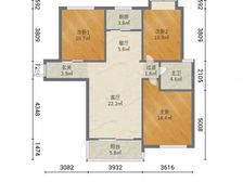 政务南向精装三房 满五国际花都蓝蝶苑