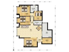 武侯四季花城装修客厅朝南落地窗