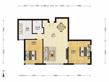 【拥金1】都会轩 2室1厅 116.96平 朝南 采光好