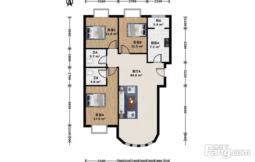 整租武夷花园运河湾南区3室大运河旁地铁800米双卫
