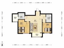 【拥金1】宝龙湾家园 2室1厅 105.03平 双阳卧室