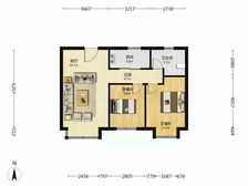 【拥金1】天房天拖盈艺园 2室2厅 88.93平 户型方正