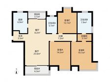 南站标杆小区 板式南北3房2卫 沿河景观 税费各付 钥匙在手